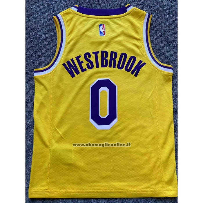 Maglia Bambino Los Angeles Lakers Russell Westbrook #0 Icon 2022-23 Giallo
